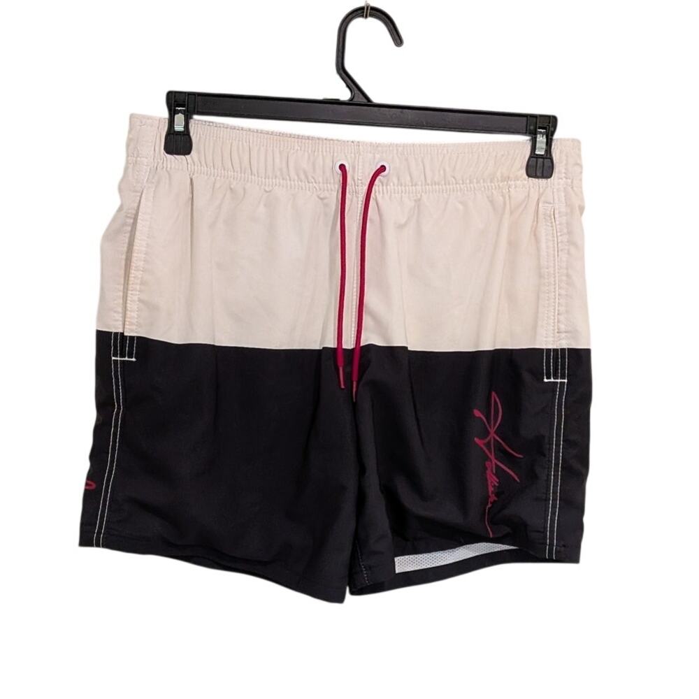 Hollister Men's Black and White Colorblock Swim Shorts Cruise Beach Resortwear